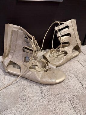 Michael Kors Shimmery Gold Lace-Up Gladiator Sandals